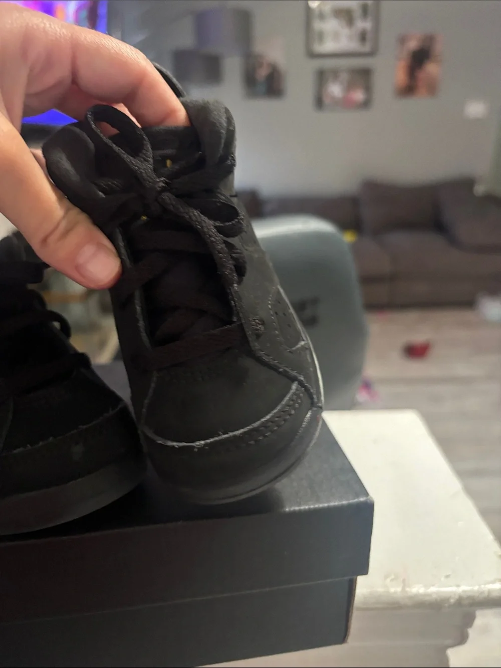 Jordan Kids Black and Gold High-Top Sneakers